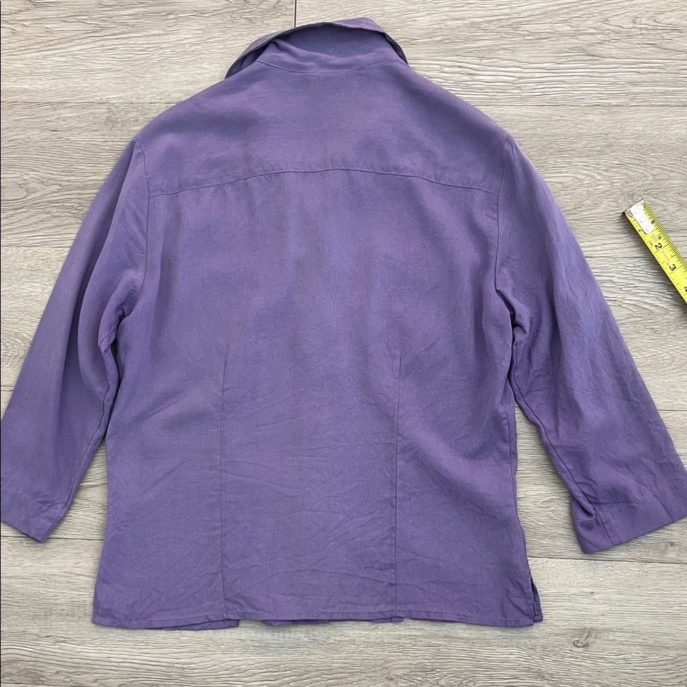 Notations Purple Button Down Shirt Patch Pockets … - image 2